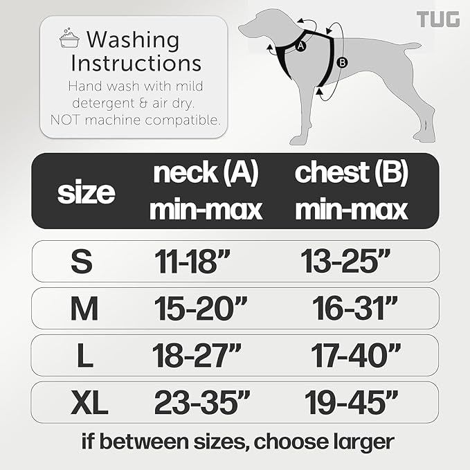 TUG Dog Harness with 2 Leash Connection Points | Adjustable, Padded, Lightweight | Handle on Back | No-Pull Front Clip (Large, Green)