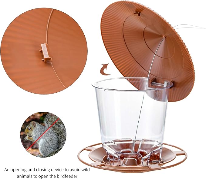 Bird Feeder Outdoor Hanging for Wild Bird Seed, Brown