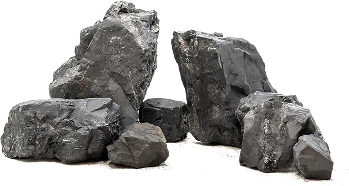 Unocho Fish Tanks Stone 20lb Natural Black Slate Rocks for Aquariums Paludarium Decorative Aquascaping Stone for Reptile Terrariums Bonsai Gardens Indoor Outdoor(3"-9"-8pcs)