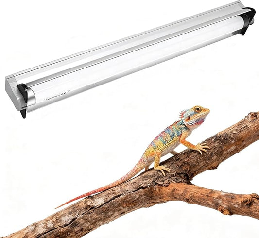 Hypool T8 Strip UVB UVA Reptile Lighting Fixture with 18-Inch 15 Watt UVB 10.0 Fluorescent Bulb Combo Kit, 10-Percent UVB Desert Pet Habitat Light for Reptiles Amphibian, 1 Pack, White