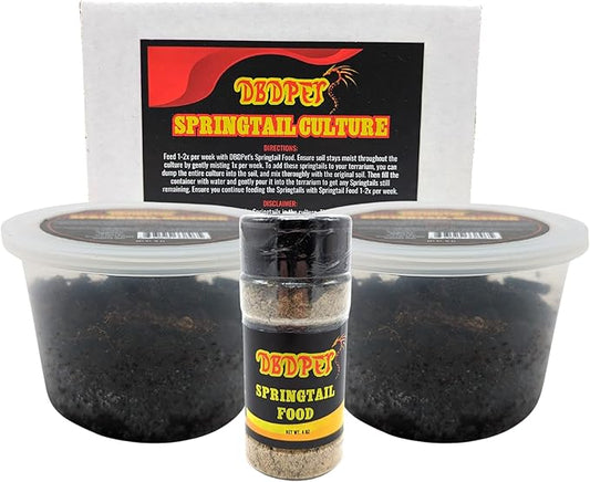 DBDPet Live Springtail Cultures - Great for Terrariums, Vivariums, and More - Microfauna for Bioactive Reptile & Amphibian Cages (Value Pack (2 Cultures & Food))