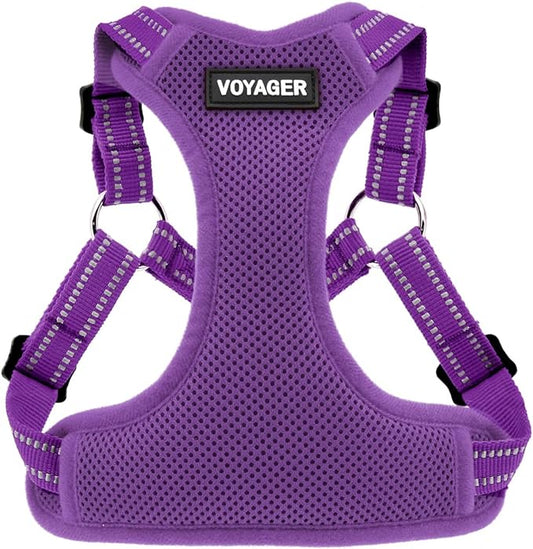 Best Pet Supplies Voyager Mesh Dog Breathable Harness Reflective Stitching, All Weather Adjustable for Walking Training, or Running - Heavy Duty & Durable, Harness (Purple), S