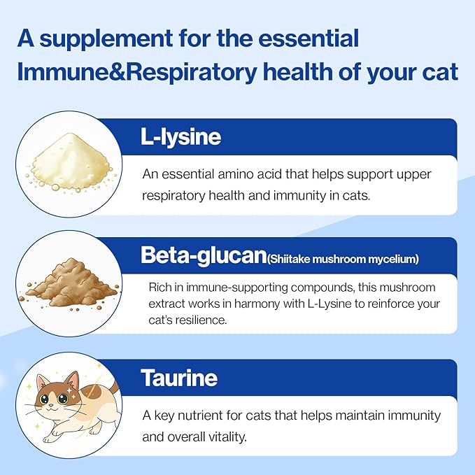 Doctor By FELYSIN L-lysine for Cats Lysine Supplements Immune Support Allergy Relief Sneezing Runny Nose Watery Eyes Respiratory Treatment with Beta-glucan, 30 Lickable Formula Individually Packaged