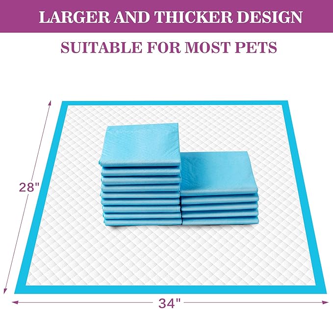 IMMCUTE Dog Pee Pads Extra Large 28"x34", X-Large Training Puppy Pee Pads Super Absorbent & Leak-Proof, XL Disposable Pet Piddle Pad and Potty Pads for Dogs, Puppies, Doggie (XLarge:28"*34"-40 Ct)