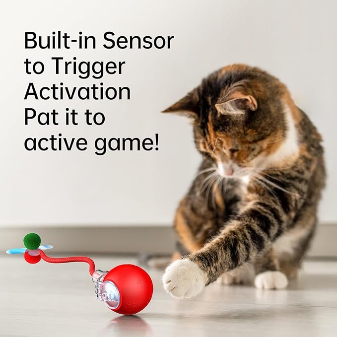 Interactive Cat Toys for Indoor Cats - Pet toys with Speedy Tail 2.0, Christmas Birthday Gift Cat Toys for Bored Indoor Adult Cats, Motion-Activated, 2025 New Upgraded, USB Rechargeable (Red)