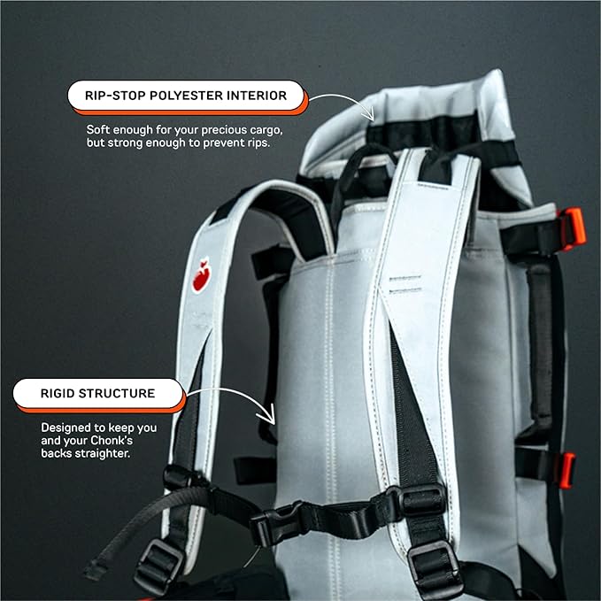 The Maxine One Medium Dog Carrier by Little Chonk | Dog Backpack Carrier for Medium Sized Breeds | Adjustable Front Facing Pet Carrier for Travel | Dog Hiking Backpack - Chonkcrete Gray