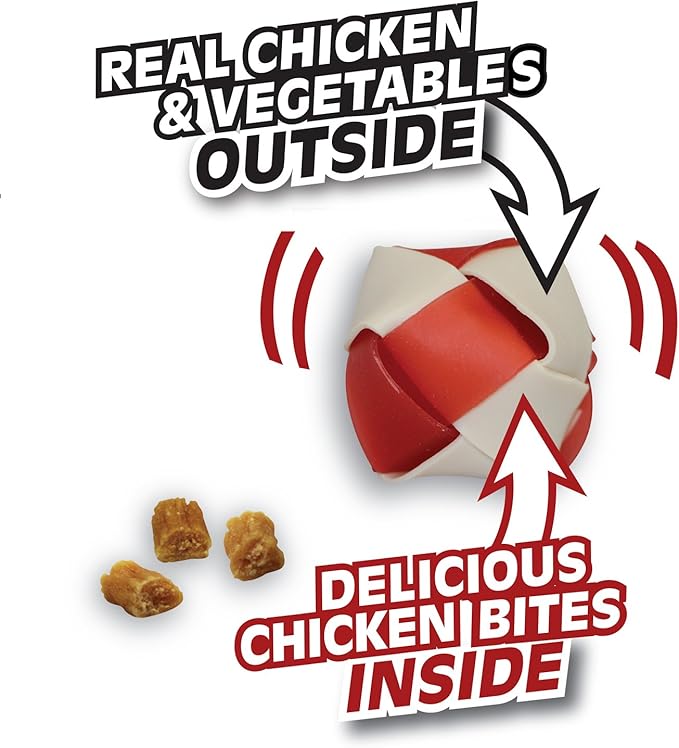 DreamBone RattleBall Small Chews 14 Count, Rawhide-Free Chews For Dogs, With Real Chicken Treats Inside