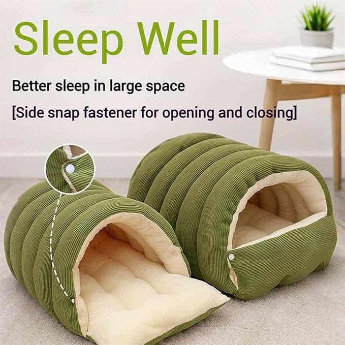 Expectation Cat Bed, Removable and Washable Winter Closed-Off Cat Bed, Soft Fluffy Warm Autumn/Winter Cats House, Washable Non-Slip Pet Sleeping Bag for Indoor Cats Small Dogs (Purple,Medium)