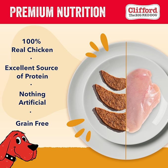 Clifford The Big Red Dog Soft Training Treats for Puppies and Dogs – Healthy, High Protein, Grain Free, Soft Puppy Treats for Small Dogs and Large – Real Chicken Jerky – 24oz