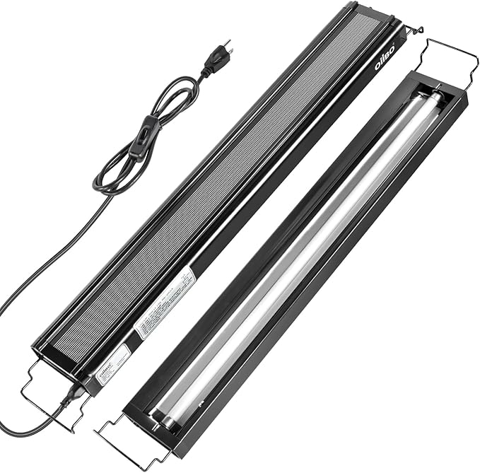 Oiibo T5 HO Reptile Light Fixture UVB Lighting Combo Kit, Reptiles Terrarium Lamp Hood Light Fixture Include UVB 5.0 Rainforest Reptile Light for Chameleon Arboreal Geckos Lizard (24W)