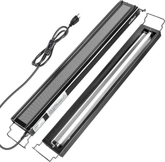 Oiibo T5 HO Reptile Light Fixture UVB Lighting Combo Kit, Reptiles Terrarium Lamp Hood Light Fixture Include UVB 5.0 Rainforest Reptile Light for Chameleon Arboreal Geckos Lizard (24W)