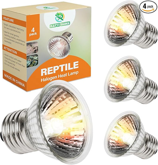 Reptile Heat Lamp, UVA UVB Heat Lamp Bulbs, E26 Turtle Heat Lamp Blubs 50W 4Pack, Basking Light for Bearded Dragon, Lizard, Snake and Frog
