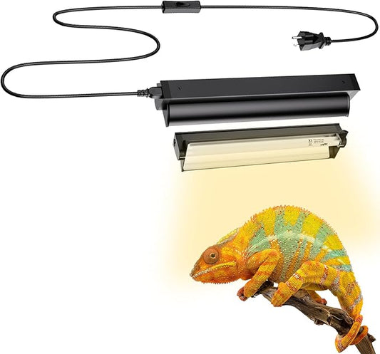 T5 UVB Reptile Lighting Fixture, UVB Light for Reptiles, 8W 10.0 UVB Lighting Combo Kit for Desert & Tropical Reptiles (Lizard, Bearded Dragon, Tortoise), 12INCH