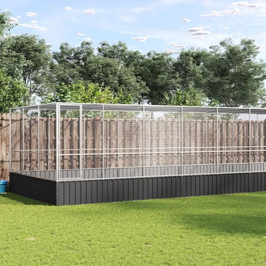 Steel Aviary with Extension, Large Bird Cage with Lockable Door, Aviary Spacious and Versatile Cage Ideal for Parakeets, Parrots, Lovebirds, Cockatiels, Pigeons, 285.4"x120.9"x83.5",-287