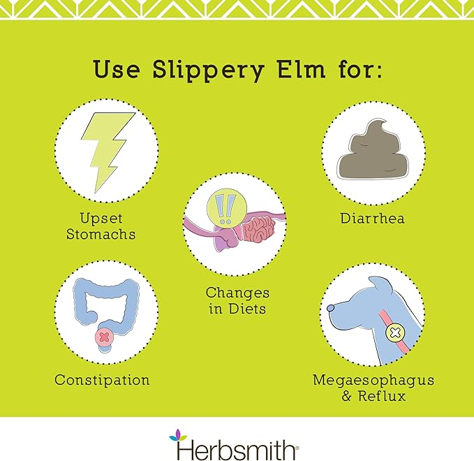 Herbsmith Organic Slippery Elm - Digestive Aid for Dogs and Cats - Constipation and Diarrhea Relief for Dogs and Cats - Megaesophagus Dog Aid - 450g