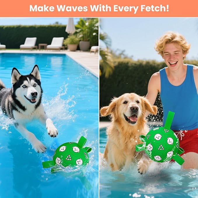 Dog Soccer Ball with Tabs, Durable Dog Soccer Ball, Puppy Water Toys Outdoor, Birthday Toys for Small & Medium Dogs, 6 Inch