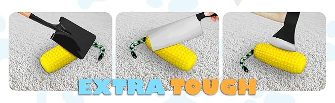 Dog Chew Toys for Aggressive Chewers 2 Pack, Cartoon Alligator and Corn-Shaped Squeak Interactive Dog Toys, Heavy Duty Rubber Chew Toy, Durable Dog Toys for Medium and Large Dog Breeds.