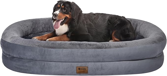 Orthopedic Washable Large Dog Bed: Cooling Dog Bed with Bolsters - Jumbo Bed Waterproof Removable Cover Non-Slip Pet Bed for Jumbo Large Sized