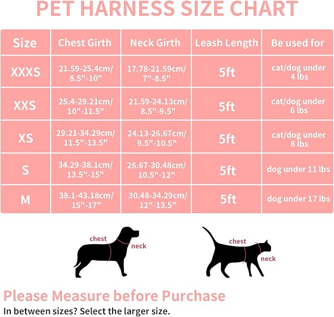 AIITLE Plush and Faux Suede Dog Winter Harness and Leash Set - Breathable Warm Dog Harness - Magic Tape Design Fleece Lined Dog Vest for Cold Weather, Easy to Put on Small and Medium Dogs Pure Pink S