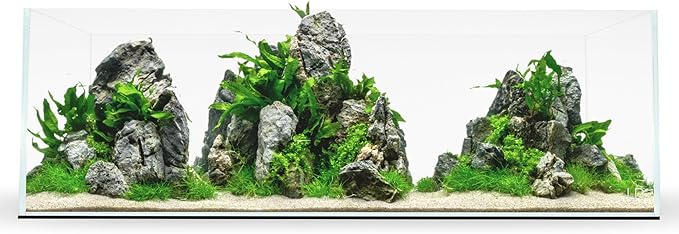 UNS Ultra Clear Rimless Tank - 3.4GAL | 13L - 17.71x6.69x6.69 | 45x17x17 CM, 5mm Glass Thickness, Leveling Mat Included - Low Iron, High Clarity Fish Tank w/ 45° Mitered Edge - [45L]
