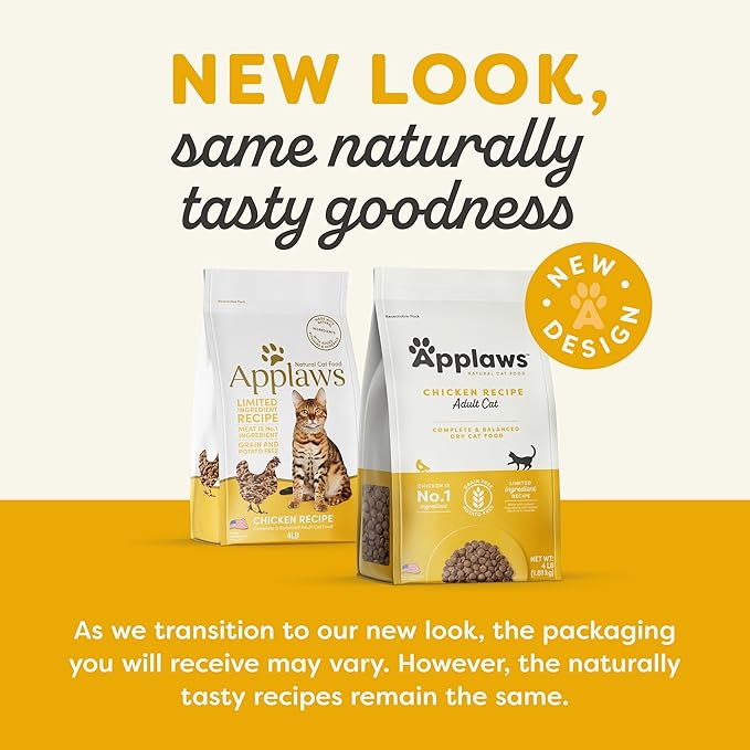 Applaws Complete Dry Cat Food, Grain-Free, Limited and Natural Ingredients, Added Vitamins & Minerals, High Protein, Supports Digestion, Chicken Recipe (4 Pound Bag)