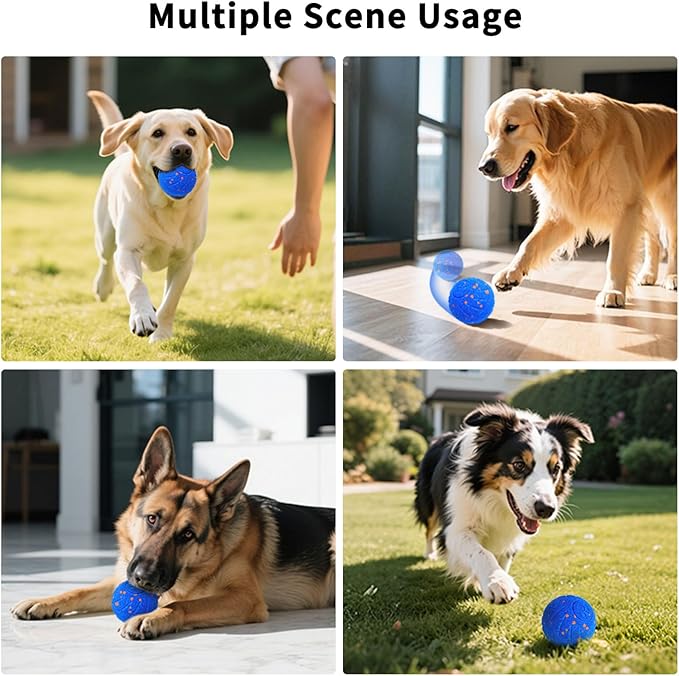 SCHITEC Smart Interactive Dog Toy Ball – Automatic Moving & Bouncing Balls for Large Dogs, Rechargeable Motorized Dog Ball, Stimulating Pet Toy for Active & Bored Medium Large Dogs (Blue)
