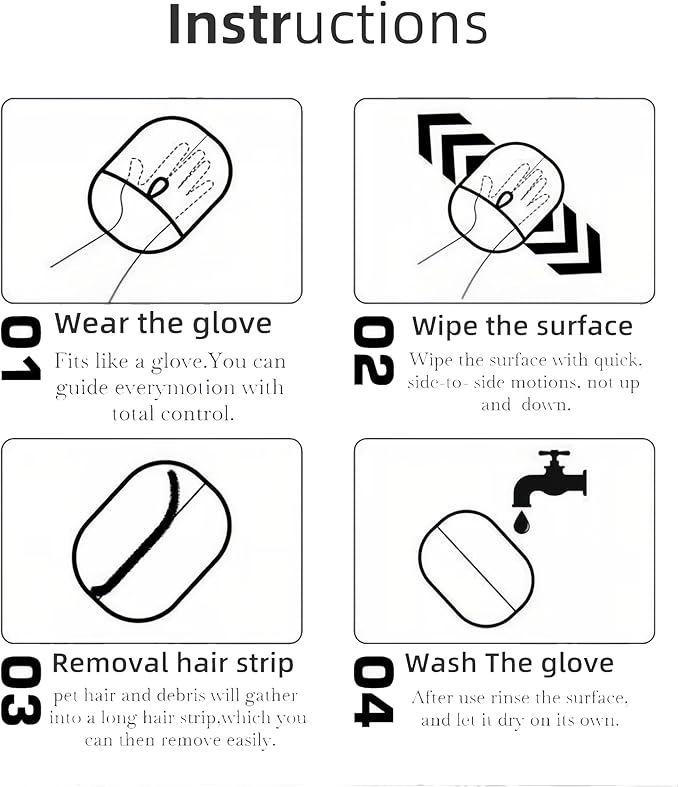 Pet Hair Removal Glove for Grooming & Deshedding, Reusable Electrostatic Dog Cat Brush Mitt for Furniture Car Seats Couch - Soft Lint-Free Microfiber Hair Remover