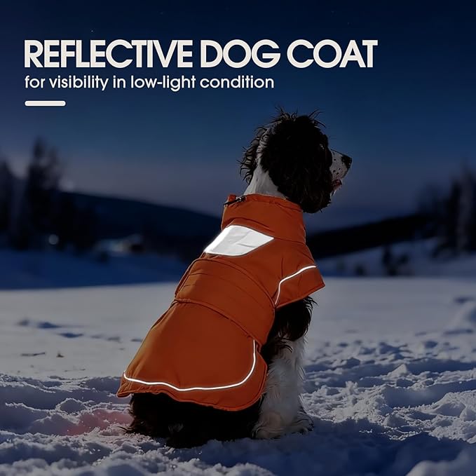 Kuoser Dog Winter Coat, Dog Jackets for Large Dogs, Winter Waterproof Big Doggie Coat, Reflective Dogs Cold Weather Coats, Windproof Turtleneck Pet Puffer Jacket Snowsuit Clothes with Harness Hole
