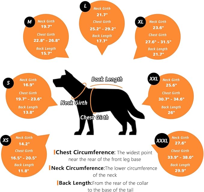Dog Coat Dogs Winter Coat- Fleece Lined,Water-Resistant,Convertible Collar,Back Reflective Strip&Easy to Wear for Outdoor Walking Dog-Jacket(Orange, Medium)