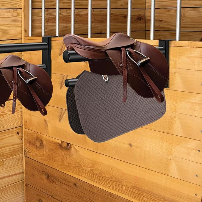2PCS Saddle Rack,Heavy Duty Portable Saddle Rack Stand Removable Saddle Stand with 2 Bars for English and Western Saddles