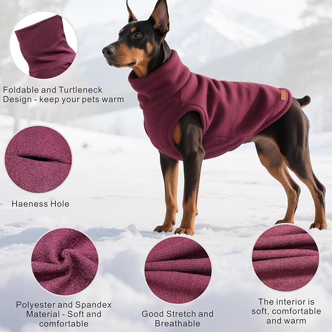 Mosucoirl Dog Sweaters Pet Pullover,Turtleneck Doggy Sweatshirt for Extra Large Dogs Thick Warm Dog Clothes Fleece Soft Winter Puppy Hoodies Outfit for Small Medium Large Dogs XS-4XL (Red, XS)