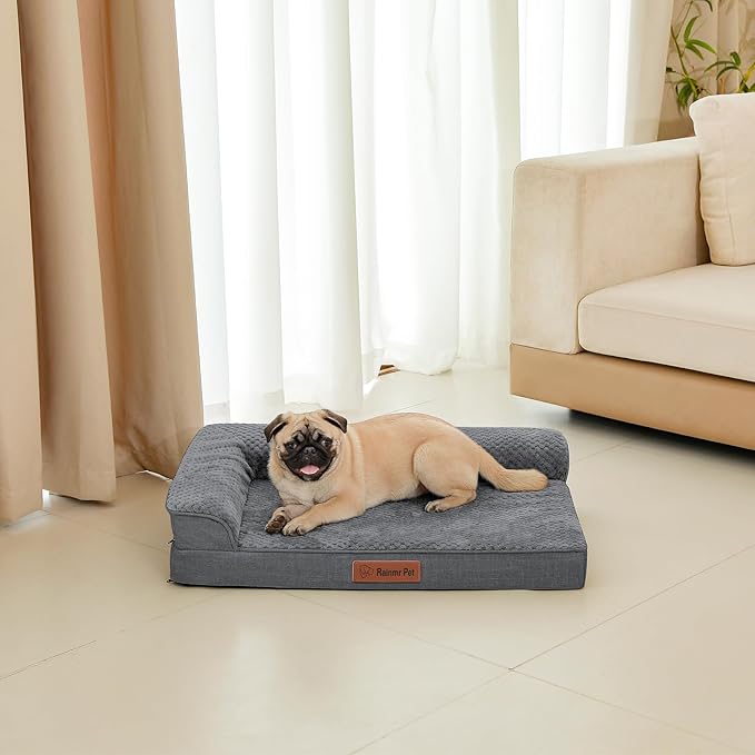Orthopedic Dog Bed Medium Size Dog, Memory Foam Pet Bed for Medium and Large Dogs, Washable Removable Cover, Nonskid Bottom, Waterproof, 35x23x6 Inches, Dark Grey