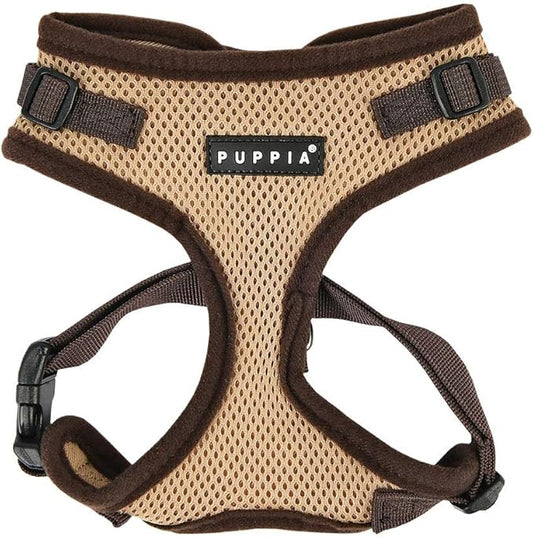 Puppia Authentic RiteFit Harness with Adjustable Neck, Small, Beige