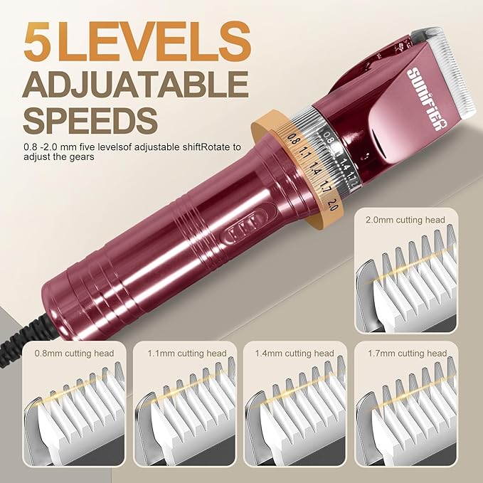 Professional Dog Grooming Clippers for Thick Coat - Dog Hair Trimmer for Grooming- Sheep Shears for Thick Hair – Pet Grooming Clippers for Dogs, Cats, Sheeps, Horse (Rose Gold)