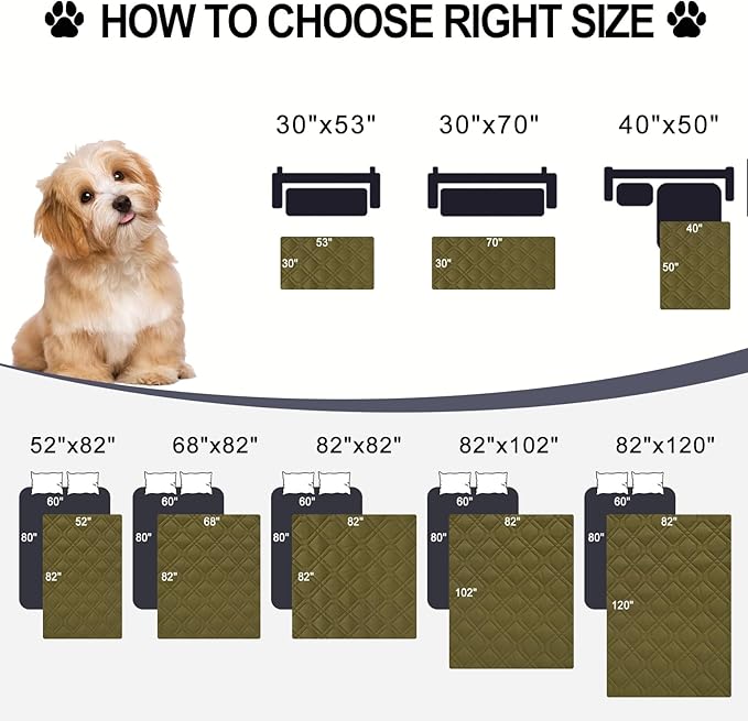 Smiry Waterproof Dog Blanket, 30x53 Inch Soft Pet Bed Cover Reversible, Washable Sofa Couch Furniture Protector for Small Medium Large Dog Puppy Cat, Geometric, Green/Navy