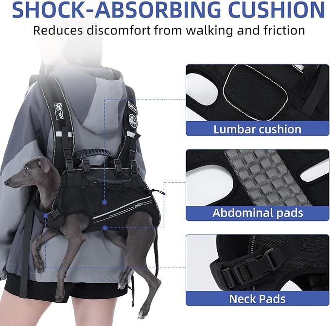 Dog Backpack Carrier for Small Dogs,Dog Lift Harness,Adjustable Padded Breathable Straps for Dogs, Disabled, Joint Injuries, Arthritis,L(18.5-29.5LBS)