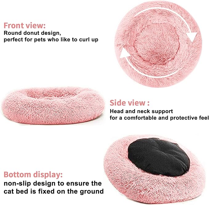 Nisrada Cat Beds for Indoor Cats,20 Inch Dog Bed for Small Melium Large Dogs, Washable-Round Pet Bed for Puppy and Kitten with Slip-Resistant Bottom
