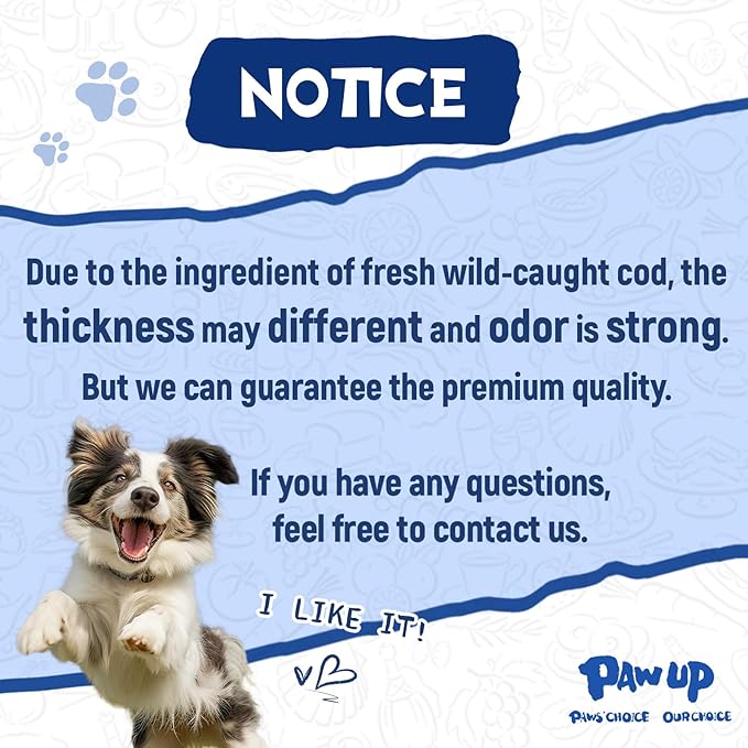 PAWUP Cod Skin Rolls Dog Treats Natural High Omega 3 Dog Snacks, Single Ingredient Cod Skin Chews for Small Dogs w/Taurine, 8 oz
