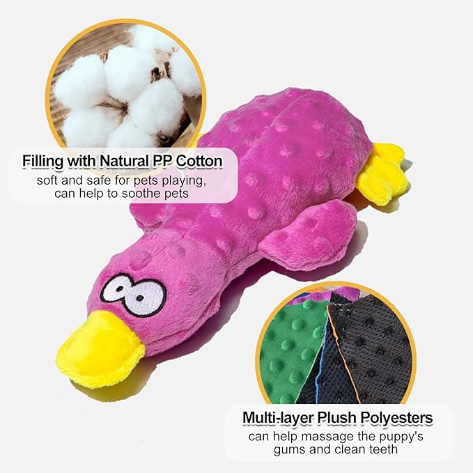 Adpartner Plush Squeaky Dog Toys, 2 Pack Squeak Duck Stuffed Squeaky Toys for Small, Medium Dogs to Keep Them Busy, Interactive Crinkle Dog Toys Soft Pet Chew Toy for Training and Reduce Boredom