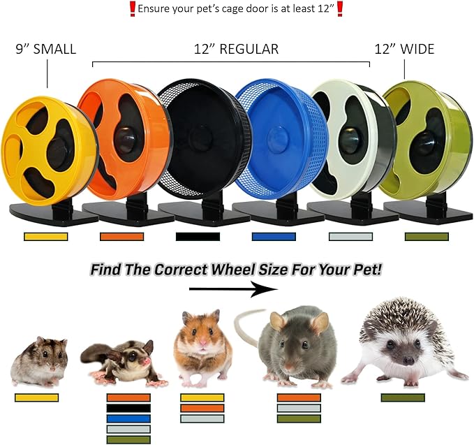 Exotic Nutrition Silent Runner Glow Wheel - 12" Regular - Silent, Fast, Durable Exercise Wheel - Sugar Gliders, Hamsters, Female Rats, Mice & Small Pets