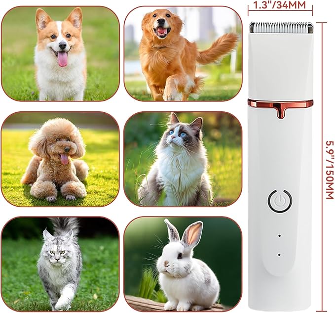 POPET 4-in-1 Cordless Dog Grooming Kit – 2-Speed Clippers, Low-Noise Paw Trimmer & Rechargeable Nail Grinder for Dogs & Cats
