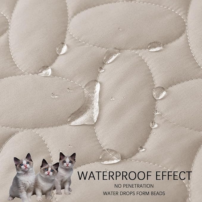 Ameritex Waterproof Pet Bed Cover Anti-Slip Dog Bed Blanket for Sofa and Furniture Waterproof New Pattern Design (Khaki, 68x82 Inch (Pack of 1))