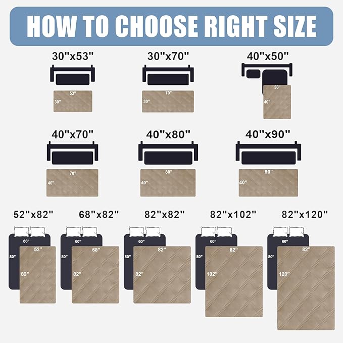 Smiry Waterproof Dog Bed Cover Blanket 52x82, Soft Reversible Pet Blanket, Washable Leakproof Cats Dogs Couch Cover for Sofa, Couch, Furniture, Lattice, Taupe/Taupe