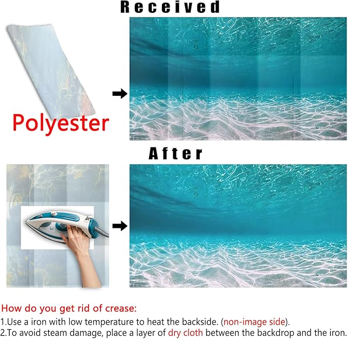 30X18IN Natural Undersea Aquarium Background, Undersea Beach Fish Tank Background, with 8 EVA Double-Sided Tape