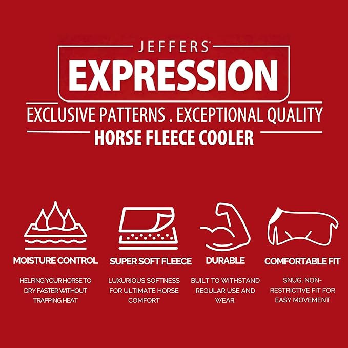 Jeffers Expression Fleece Cooler for Horses, Standard Neck, Rose Garden 87"- Equine Towel Blanket, Moisture Absorbent, Light Weight, Best for Drying, Exercise, Bathing, Adjustable Belly Bands