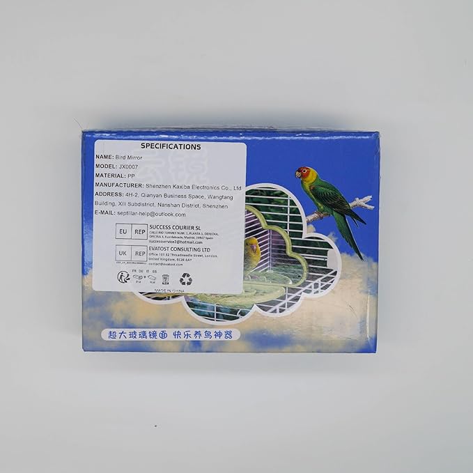 septillar Bird Mirror with Perch Stand, Bird Toys for Parakeet Cockatiel Conure Lovebirds Finch Canaries (White)