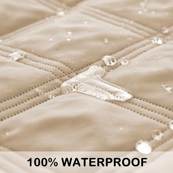 fuguitex Waterproof Dog Blanket, Pet Friendly Reversible Throw Essential for Small Dogs, Tear Resistant Leakproof Washable Couch Cushion Bed Protector Cover for Indoor Furniture（30"*53",Beige+Cream