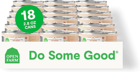 Open Farm Canned Cat Food, Pate for Complete & Balanced Nutrition, Grain Free and Legume-Free Wet Cat Food, Chicken & Beef Recipe, 2.8oz Cans (Case of 18)