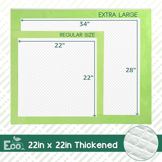 CROCI Puppy Pads 22x22in ECO Green Dog Pee Pads , Plant-Based Dogs Pads Absorbs Up to 4 Cups of Liquid, 5-Layer Leak-Proof & Quick Drying Pee Pads for Dogs, Disposable (50 Counts)