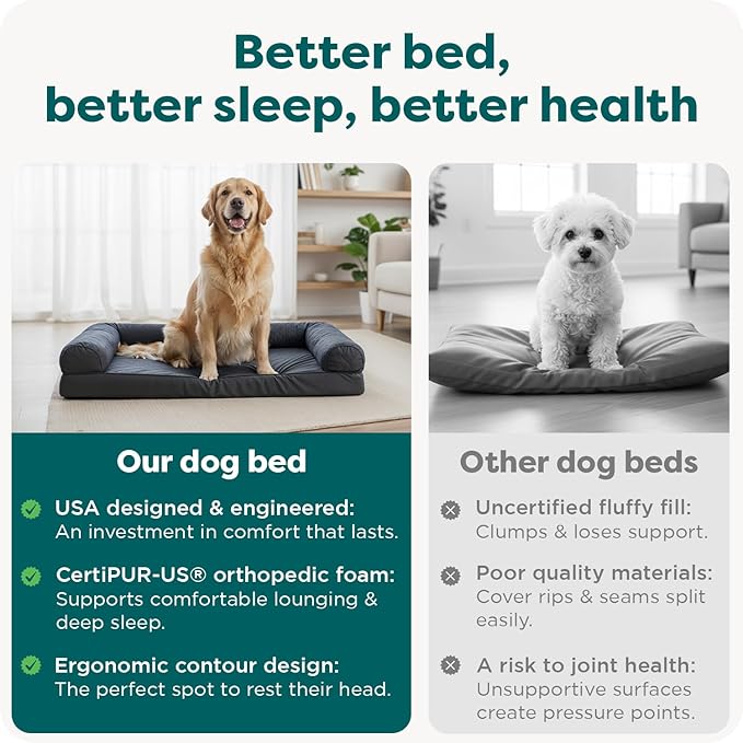 Furhaven Orthopedic Dog Bed for Large Dogs w/ Removable Bolsters & Washable Cover, For Dogs Up to 125 lbs - Quilted Sofa - Silver Gray, Jumbo Plus/XXL